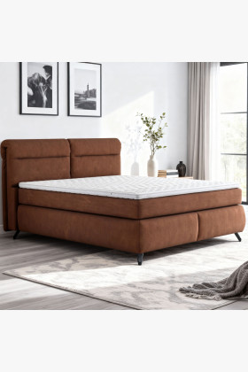 Boxspring posteľ oranžová 160 cm s úložným priestorom Treviso